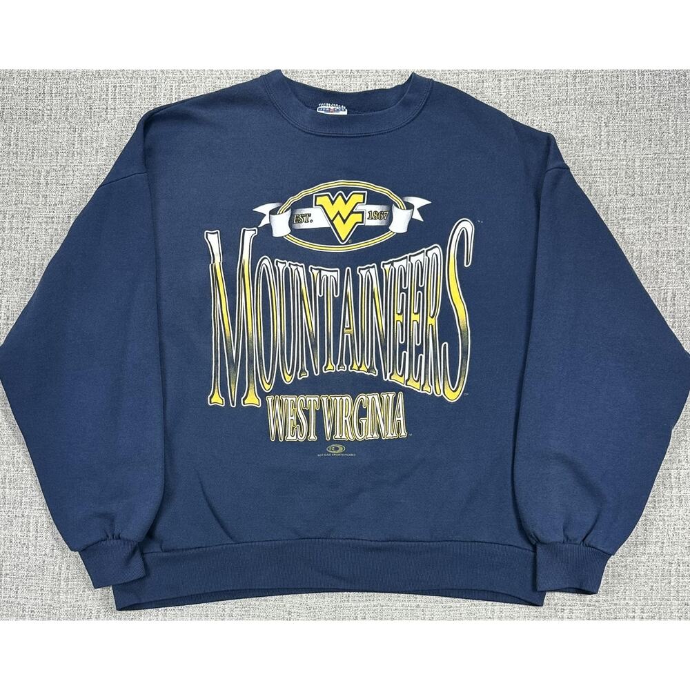 Vintage West Virginia Mountaineers Sweatshirt Mens XL Blue NCAA Jerzees USA